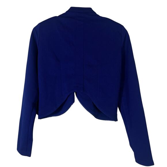 NWT Chocolate USA Cropped Jacket Womens L Navy Open Front Cutout Choker Moto - Picture 7 of 8